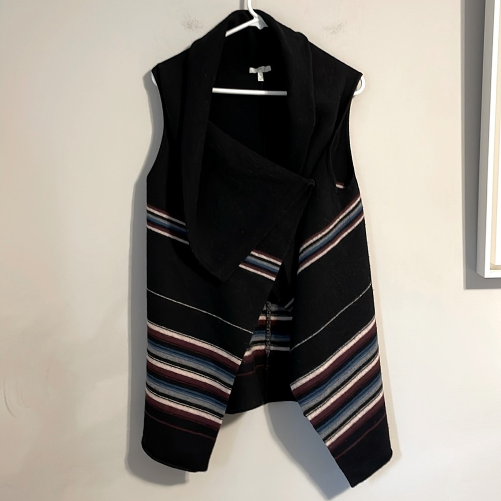 Joie Ligiere B wool wrap vest in color caviar deep marine size medium